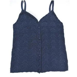 Aerie Navy Blue Pointelle Knit Button Front Camisole Sweater Tank Top Small thumbnail 3