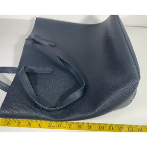 ULTA Beauty Navy Blue Faux Leather & Suede Tote Bag Shoulder Purse Magnetic Snap thumbnail 7