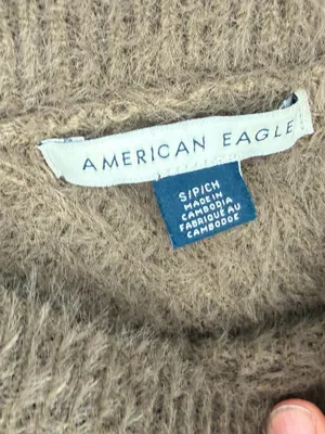 American Eagle Fuzzy Off-Shoulder Sweater Brown Small thumbnail 5