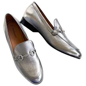 Like New Johnston & Murphy Leather Ali Bit Loafers Silver Size 9.5 Retail $158 thumbnail 1
