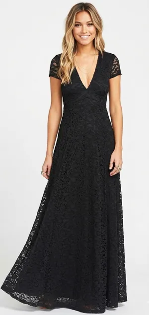 Show Me‎ Your Mumu Black Lace Maxi Dress V-Neck Open Back Small NWT thumbnail 1