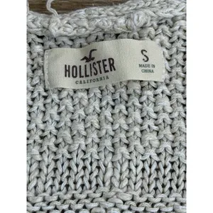 Hollister Cardigan Womens S Cream Crochet Open Knit Fringe Boho Cotton Duster thumbnail 2