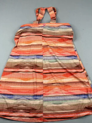 prAna Cantine Dress M Peach Bonita Stripe Halter Shelf Bra Stretch Athleisure thumbnail 3