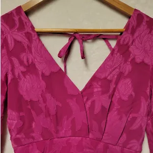 NWT Pink Floral Tiered Mini Dress Wedding Guest Easter Party Long Sleeve Size‎ S thumbnail 3
