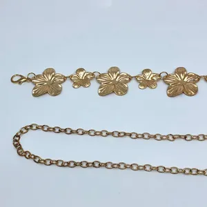 Vintage Y2K Boho Gold Flower Chain Belt, Fits 12.5–36 Inches, X7GA1179 thumbnail 8