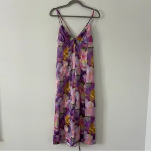 Urban Outfitters Purple Watercolor Sleeveless First Light Midi Slip Dress NWT M thumbnail 2