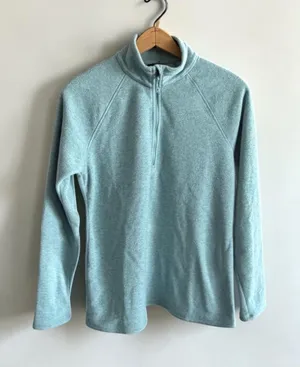 Eddie Bauer Womens Fleece Pullover Quarter Zip Light Blue Heather S‎ thumbnail 1