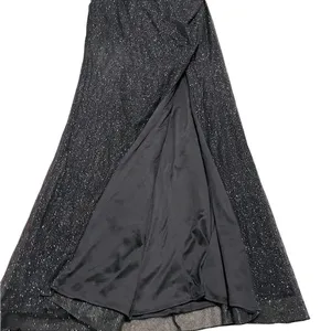 Black Glitter Corset Gown High Slit Lace Up Back Formal Prom Dress Sleeveless 12 thumbnail 8