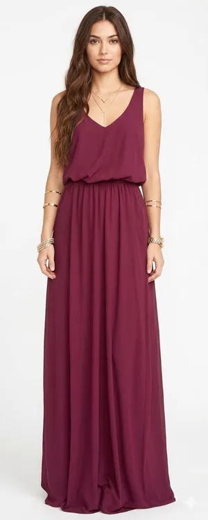 Show Me Your Mumu Kendall Maxi Dress Cabernet‎ Plum V-Neck Open Back Small thumbnail 1