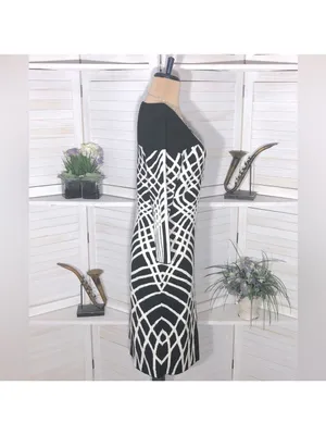 Y2K Black White Sweater Dress Avant Garde 3/4 sleeves artsy whimsi futuristic M thumbnail 5