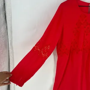 Gianni Bini Mini Dress Womens XS Red Viscose Lace Cutout Detail Keyhole Back‎ thumbnail 4