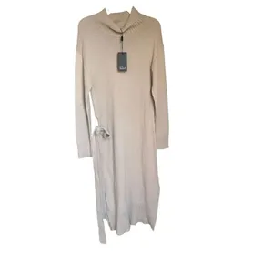 NWT Rails Wool Blend Mila Tie Waist Turtleneck MIdi Sweater Dress Taupe S thumbnail 10