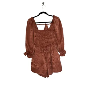 NWOT Free People cassidy romper in rust Orange Velvet Small thumbnail 9