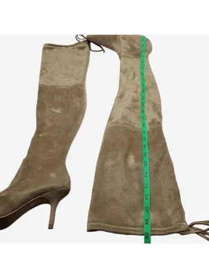 Suede Pointed Toe Over The Knees Thigh High Stretchy Heeled Boot thumbnail 5