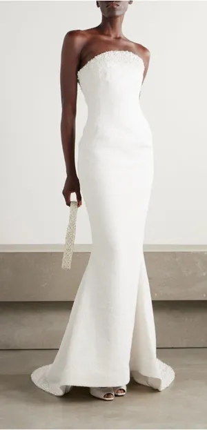 Clio Peppiatt Olympia Strapless Embellished Tulle Gown Ivory S Wedding Bridal thumbnail 1