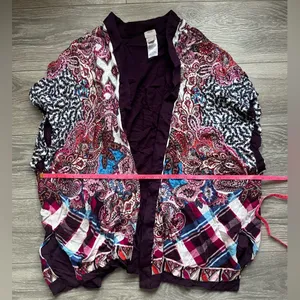 Chico’s Ruana Tunic Vest Mixed Paisley Plaid Print Purple Size L/XL thumbnail 5