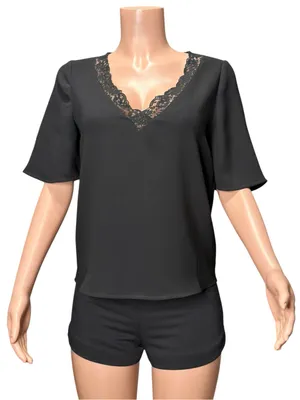 SÉZANE Sylla Blouse, Black, FR34/US2 thumbnail 3