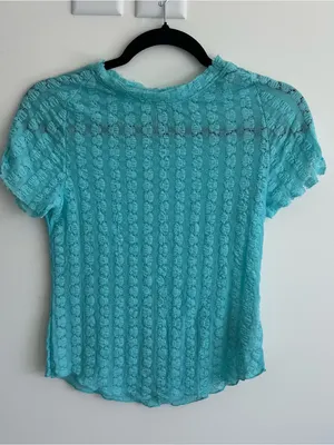 Free People Maggie Top in Aqua Blue thumbnail 4