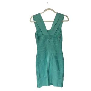HERVE LEGER Seafoam Turquoise Bardot Blue Bandage Mini Dress thumbnail 3