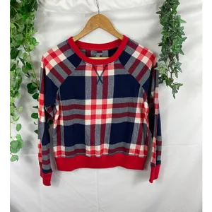 aerie red white & blue plaid sweater XS thumbnail 2
