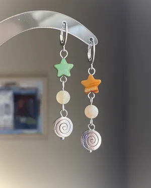 Handmade star & swirl dangle earrings🌀🌠 thumbnail 2