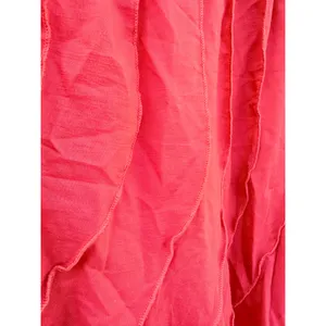 Coral‎ Pink Tiered Ruffle Skirt XL Elastic Waist Boho Lettuce Edge Dopamine thumbnail 3