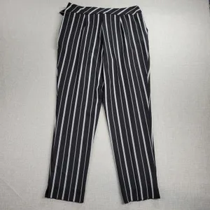Nine.Eight Womens Pant Size 6 Black White Striped Belted Cropped Career Business thumbnail 4
