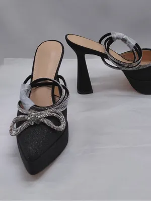Sparkly Black Pointed Toe Heels Size 8 thumbnail 3