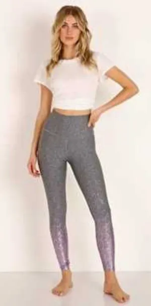 Beyond Yoga Grey Metallic Alloy Speckled Ombré High Rise‎ Leggings thumbnail 1