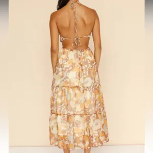 Who I Am Arisaema Brown Yellow Floral Maxi Dress thumbnail 2