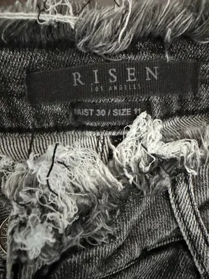 RISEN Women’s Distressed Raw Hem/Waist Gray Frayed Hem Jeans 30 thumbnail 3