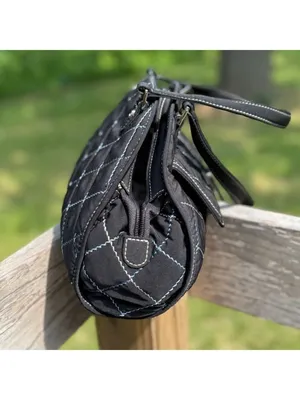 Vera Bradley Sausalito Quilted Handbag in Black Microfiber & Blue Stitch Detail thumbnail 9