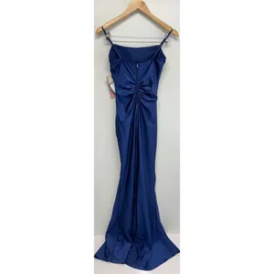 Emerald Sundae‎ Mesh Panel Maxi Dress Size Extra Small Blue Side Slit Gown NEW thumbnail 3