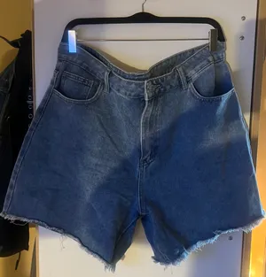 thrifted light wash denim shorts thumbnail 1