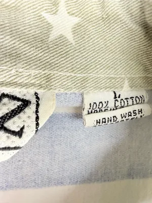 Vintage quizz cotton sleeveless denim flag patriotic button front shirt large thumbnail 4