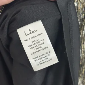 NWT Lulus Turn Up The Shine Black and Gold Metallic Halter Mini Dress - Size M thumbnail 8