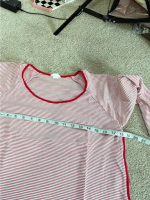 LAKE Women’s 100% Pima Cotton Classic Red Ticking Stripe Pajamas Set M thumbnail 13