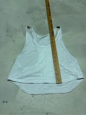 Lululemon White Striped Racerback cropped Tank Top thumbnail 4