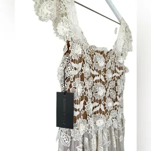 NWT Alberta Ferretti Floral Lace Embroidered Tulle Dress Size 2 thumbnail 7