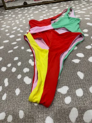 ONEONE Shirly One Piece Swimsuit colorful free people high leg asymmetrical neon thumbnail 9