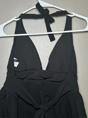 J. Crew Black Halter Peplum Tankini Swim Top Women’s Size Medium thumbnail 6