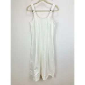 Madewell Denim Scoopneck Midi Dress Pure White Wash A Line Minimalist Small NWT thumbnail 7