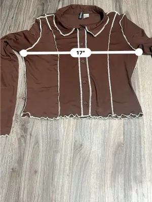 Divided Dark Brown Long-Sleeve Button-Down Top with Contrast Seams thumbnail 9