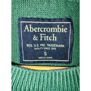 Abercrombie & Fitch Green Pima Cotton White Logo Pullover Crew Neck Sweater Sz S thumbnail 4
