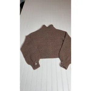 Mable Brown Fuzzy Boucle Cropped Sweater Jacket Teddy Shacket Small thumbnail 7