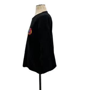 MSGM Black Multicolor‎ Logo Crewneck Sweatshirt Cotton Raw Hem Size Large thumbnail 6