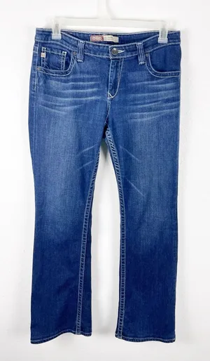 BKE Hazel Curvy Fit Distressed Five Pockets Blue Denim Jeans Size 33L Western thumbnail 1
