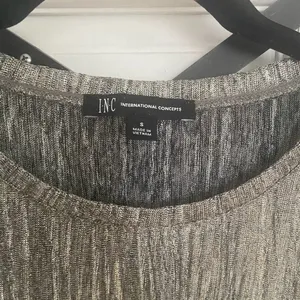 NWOT-INC women’s shimmering silver, side tied blouse thumbnail 4