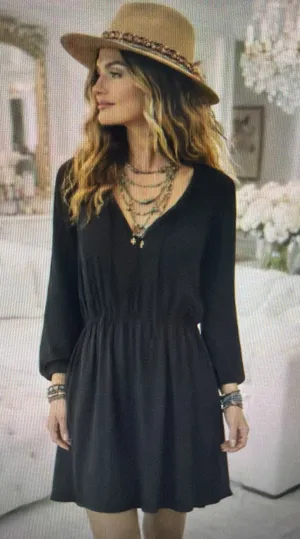 Rails Black Long Sleeve layered Mini Dress bohemian cottagecore victorian medium thumbnail 1