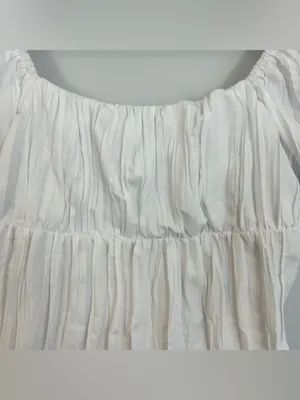 Kimchi Blue White Pleated Short Sleeve Bow Back Babydall Mini Dress Size XS thumbnail 7